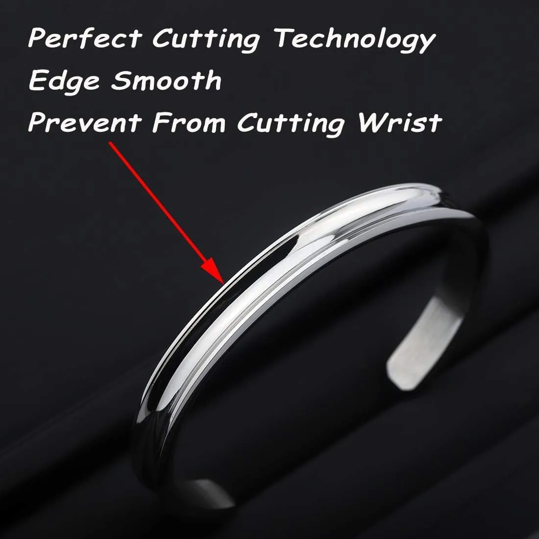 Zuo Bao Hair Tie Bracelet High Polishing Stainless Steel Grooved Cuff Bangle for Women