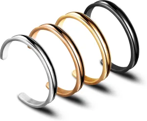 Zuo Bao Hair Tie Bracelet High Polishing Stainless Steel Grooved Cuff Bangle for Women