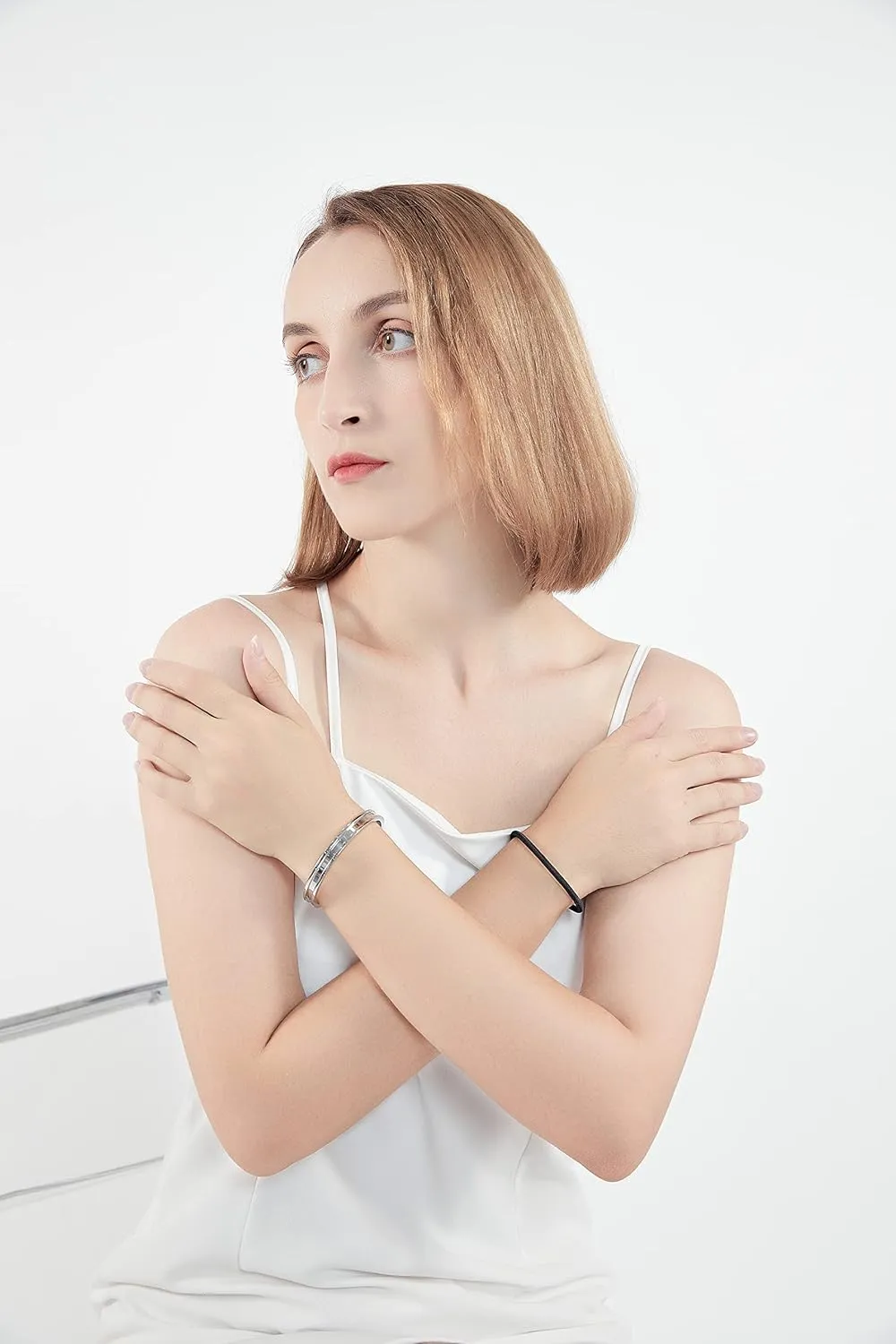 Zuo Bao Hair Tie Bracelet High Polishing Stainless Steel Grooved Cuff Bangle for Women